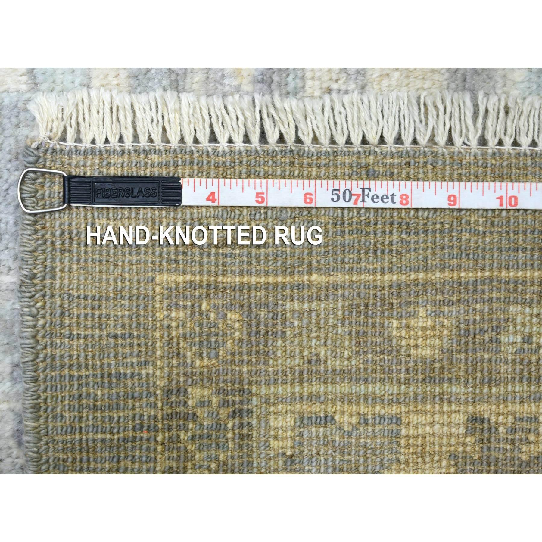 Tapis surdimensionné Oushak en laine douce afghane, noué à la main, gris 12'0