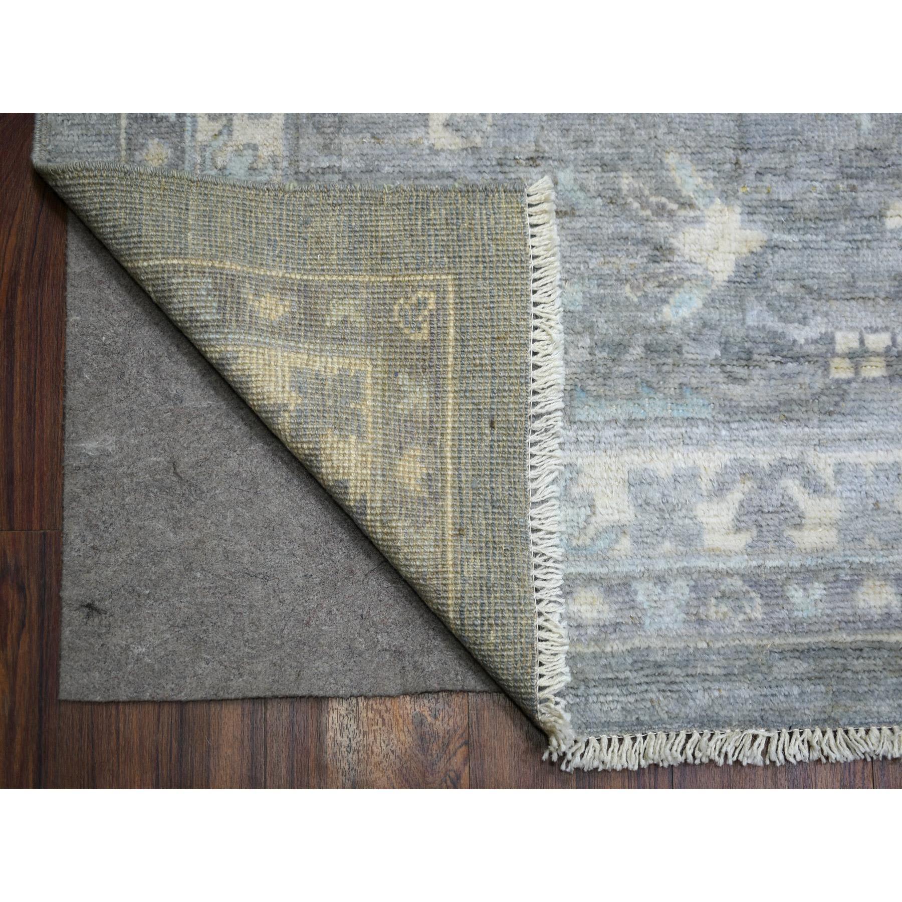 Tapis surdimensionné Oushak en laine douce afghane, noué à la main, gris 12'0