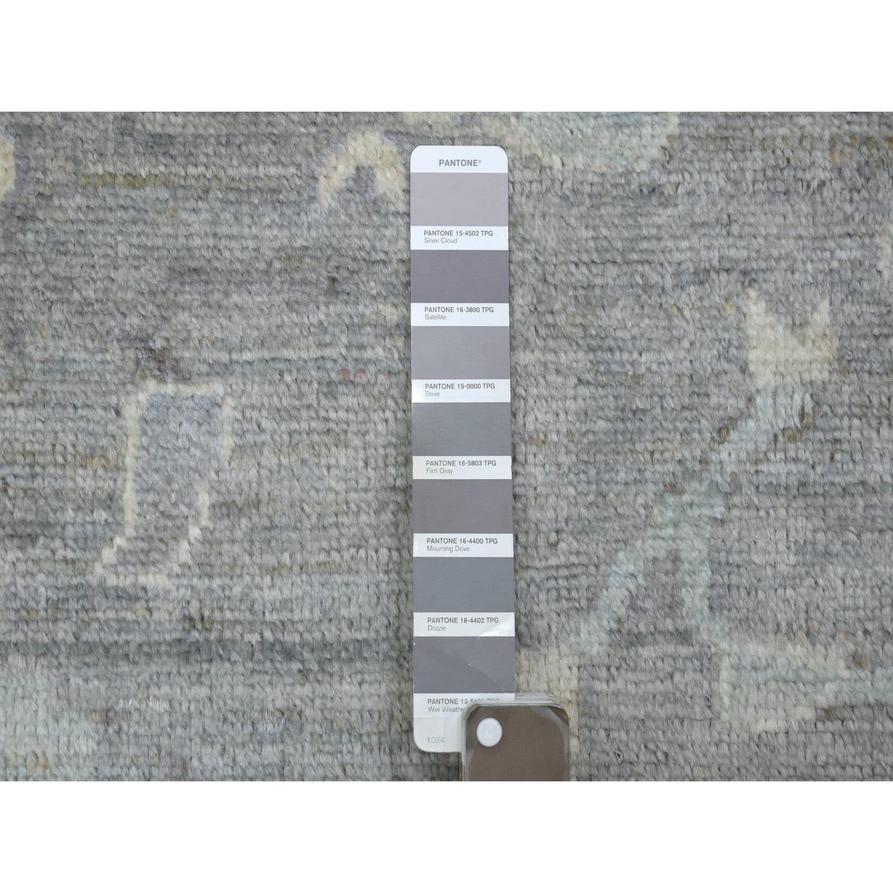 Tapis surdimensionné Oushak en laine douce afghane, noué à la main, gris 12'0