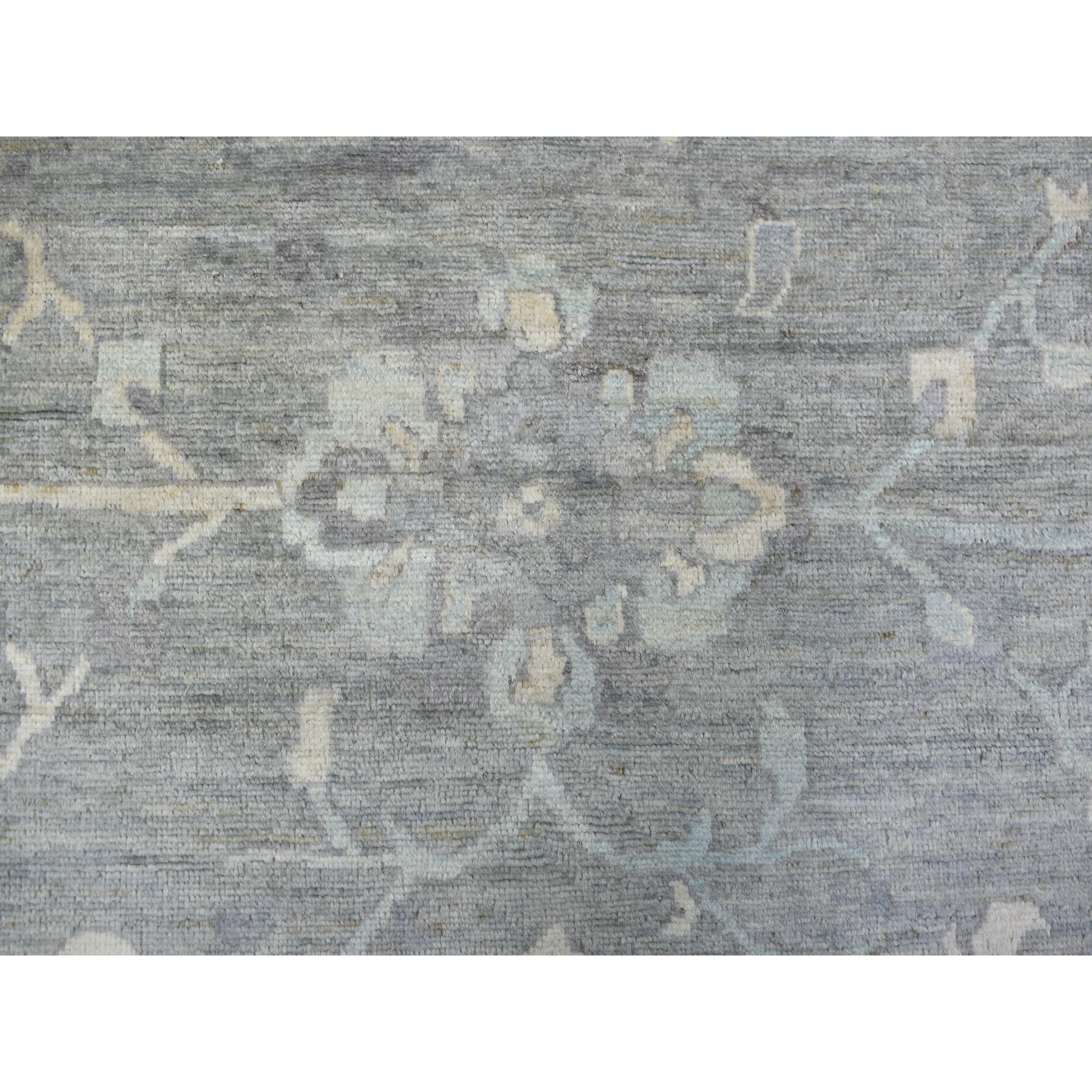 Tapis surdimensionné Oushak en laine douce afghane, noué à la main, gris 12'0
