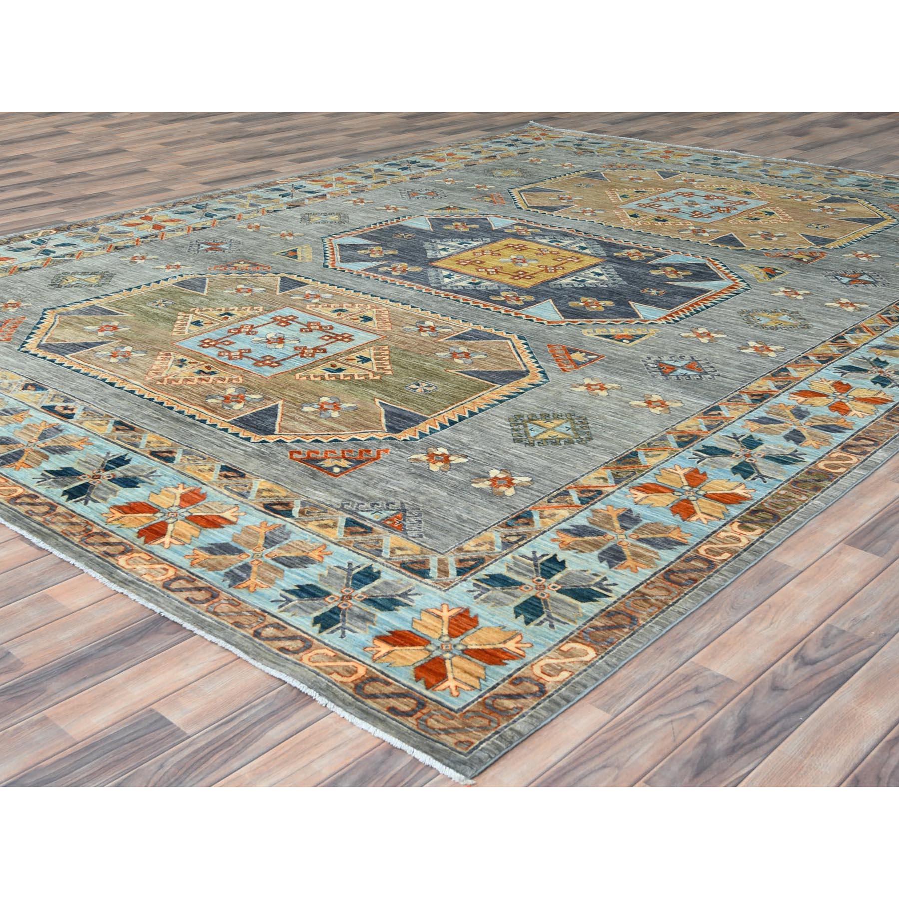Afghan Tapis gris d'inspiration arménienne 200 KPSI noué à la main 10'0