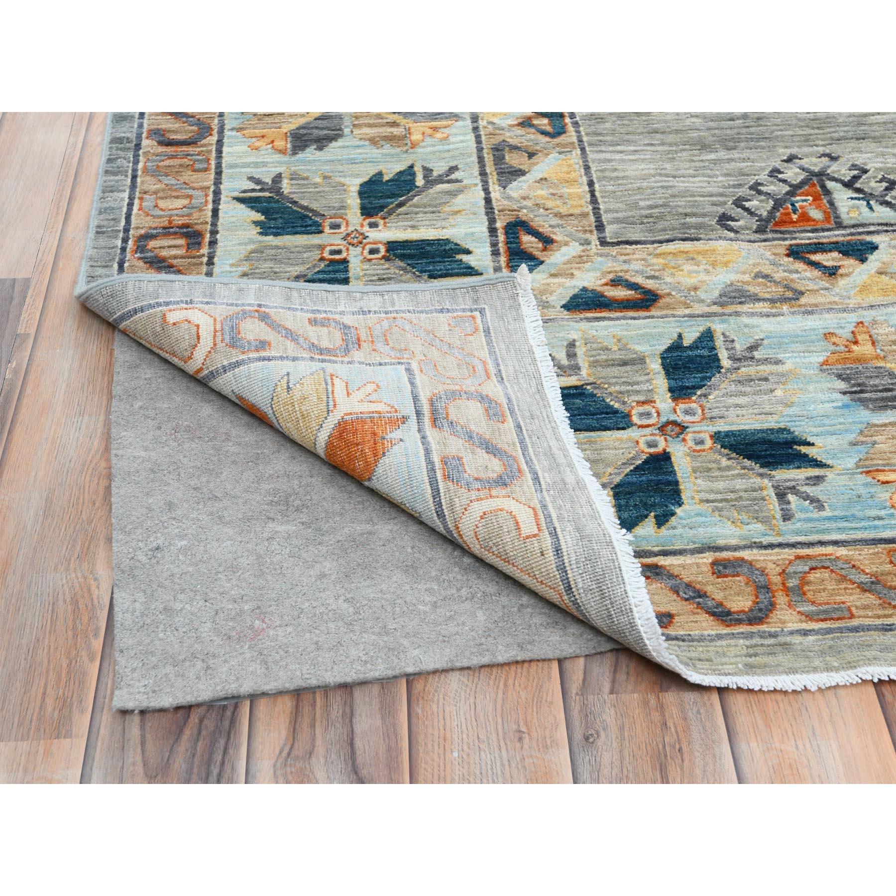 Noué à la main Tapis gris d'inspiration arménienne 200 KPSI noué à la main 10'0
