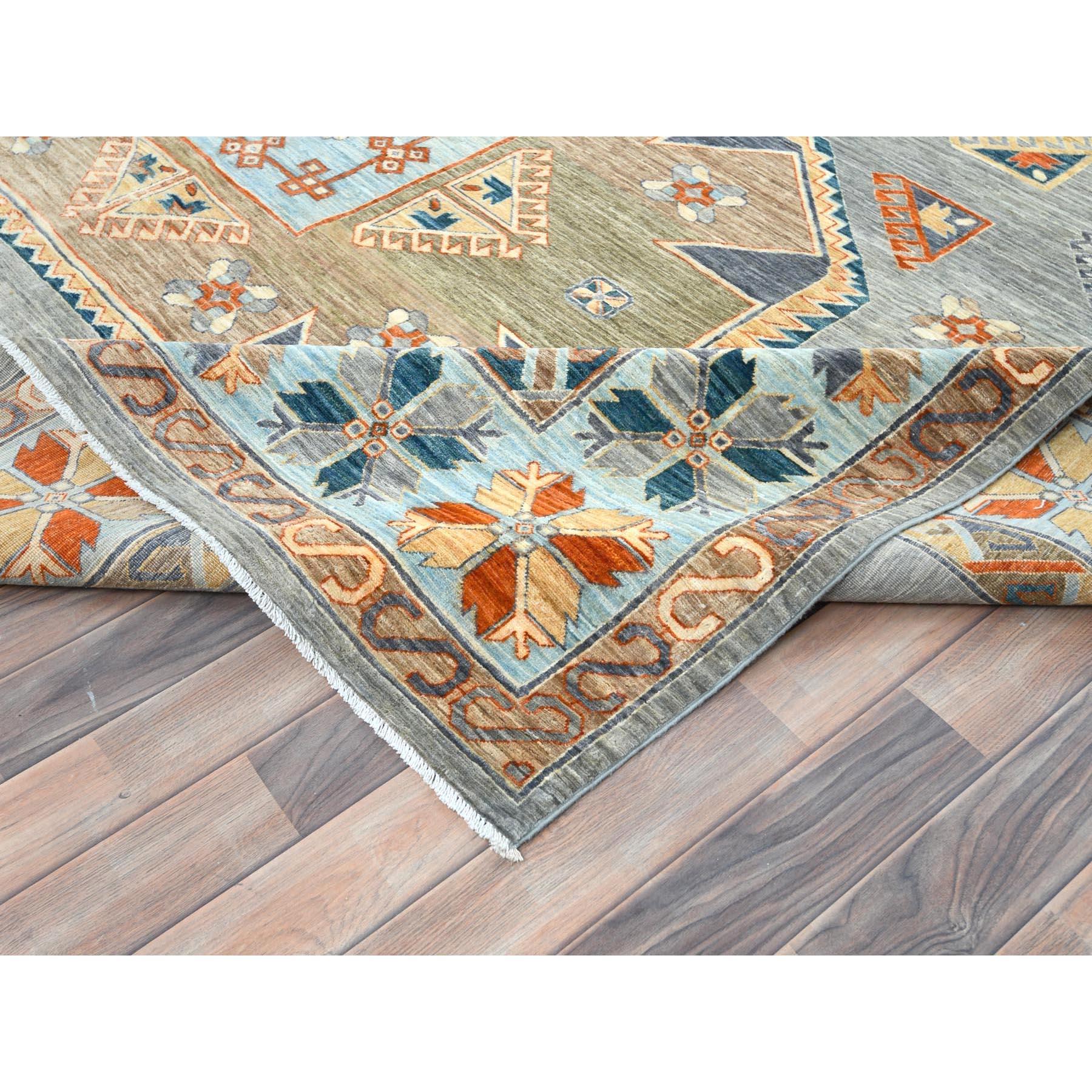 XXIe siècle et contemporain Tapis gris d'inspiration arménienne 200 KPSI noué à la main 10'0