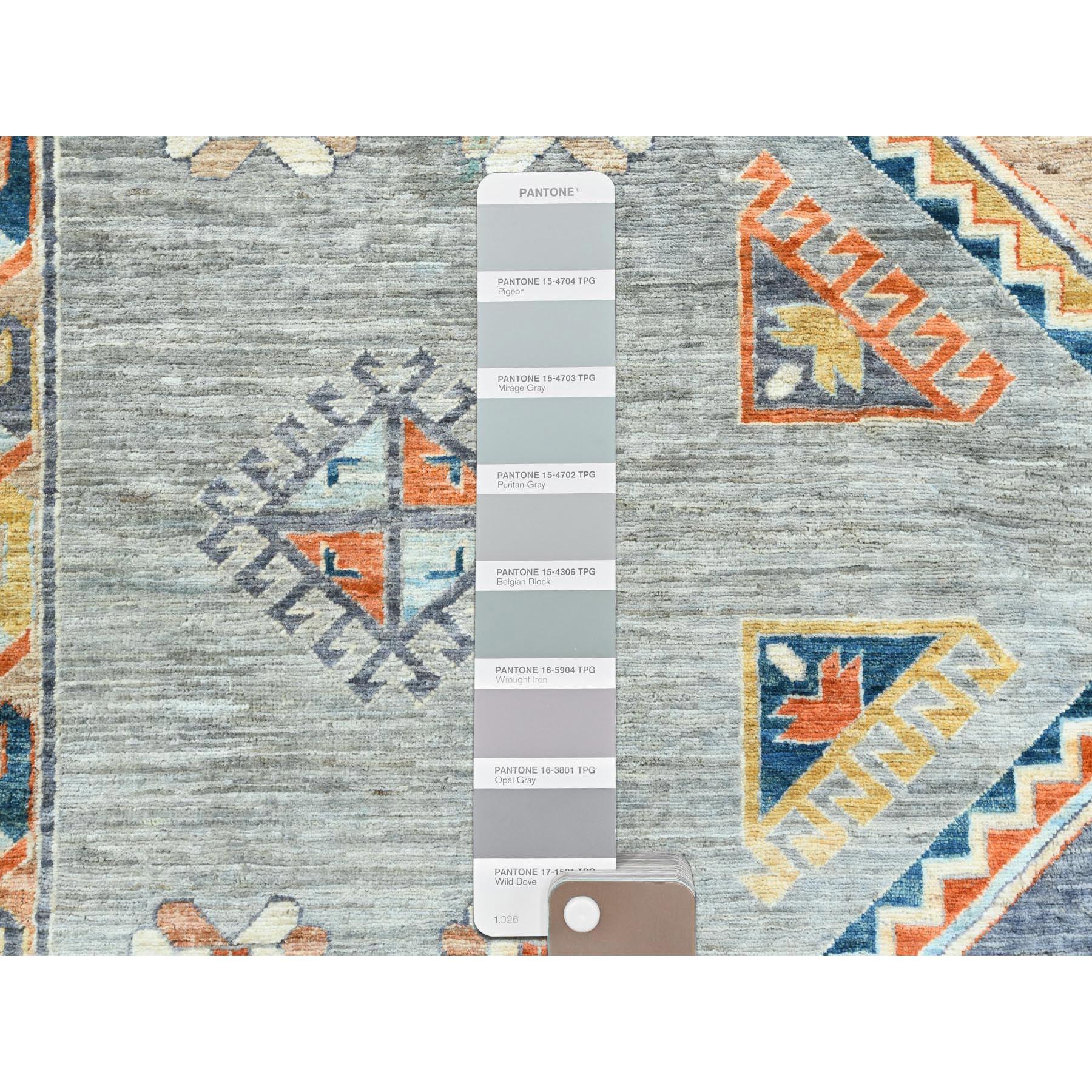 Laine Tapis gris d'inspiration arménienne 200 KPSI noué à la main 10'0