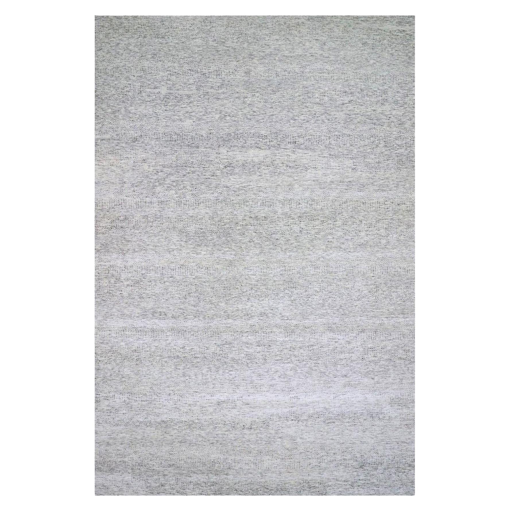 Tapis surdimensionné, noué à la main, en laine organique non teintée, gris 13'11" x 18'0"