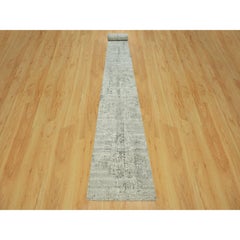 Gray Hand knotted Hand Spun Undyed Wool XL Runner Modern Oriental Rug 2'6"x31'8"