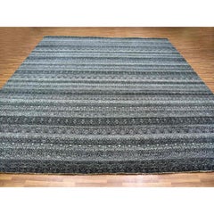 Gray Hand Knotted Kohinoor Herat Geometric Wool Square Oriental Rug 12' x 12'