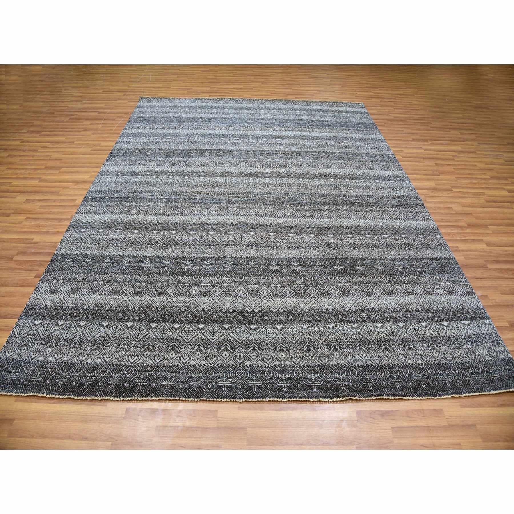 Moderne Tapis oriental noué à la main gris Kohinoor Herat motif géométrique en vente