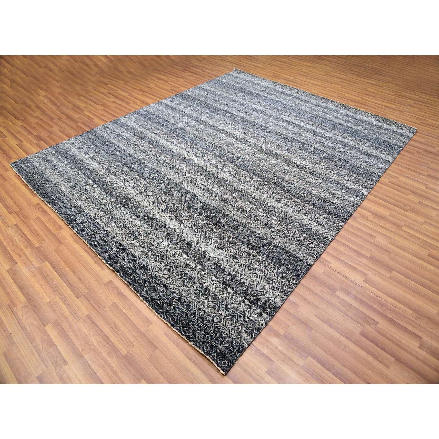 Indien Tapis oriental noué à la main gris Kohinoor Herat motif géométrique en vente