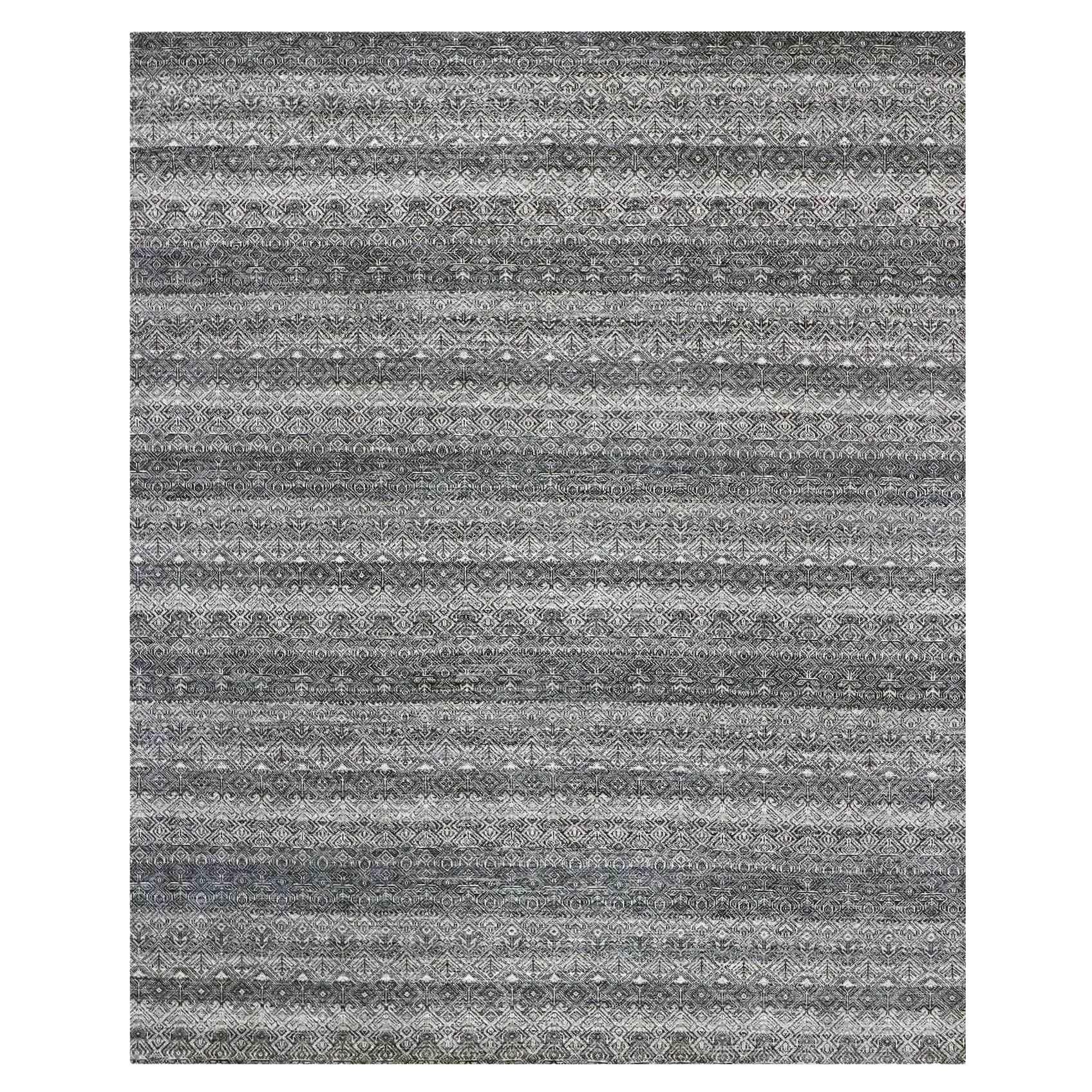 Grauer handgeknüpfter Kohinoor Herat-Teppich aus Wolle mit geometrischem Design und geometrischem Muster
