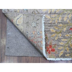 Gray Hand Knotted Peshawar Pure Wool Wide Runner Oriental Rug 4'2" x 19'11"