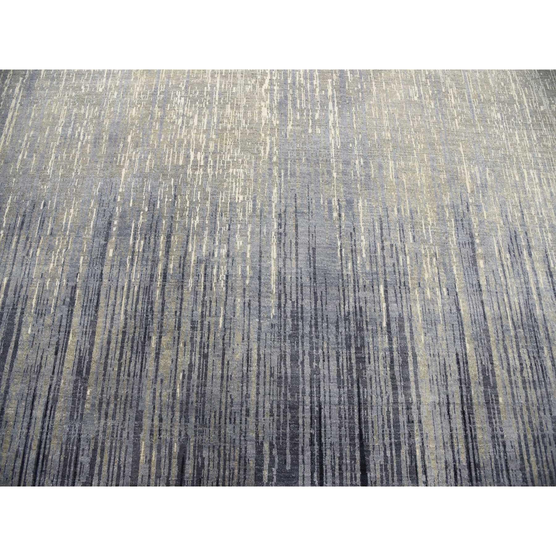 Lana Tappeto orientale rotondo grigio annodato a mano in pura lana con un design moderno e di tendenza 12'1