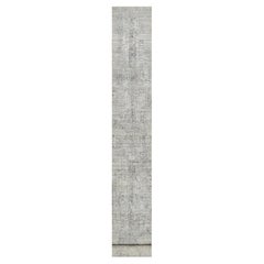 Gray Hand Knotted Undyed Natural Wool Modern Design XL Runner Rug 2'6" x 26'0"