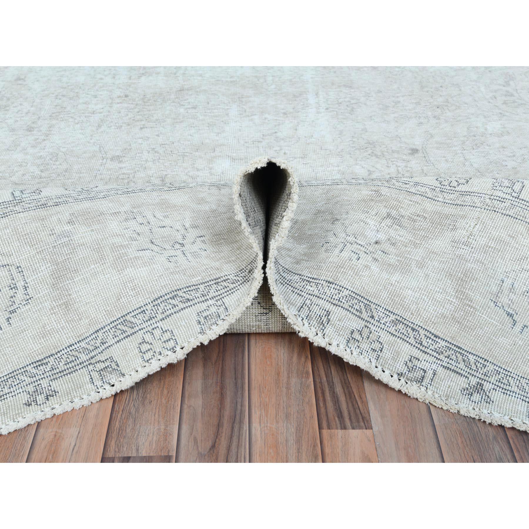 Gray Hand Knotted Vintage Persian Tabriz Worn Wool Cropped Thin Distressed Rug For Sale 1