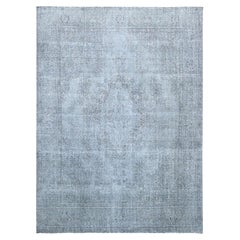 Graue handgeknüpfte Wolle Saubere Vintage Persisch Täbriz Abgenutzt Rustikal Gefühl Teppich