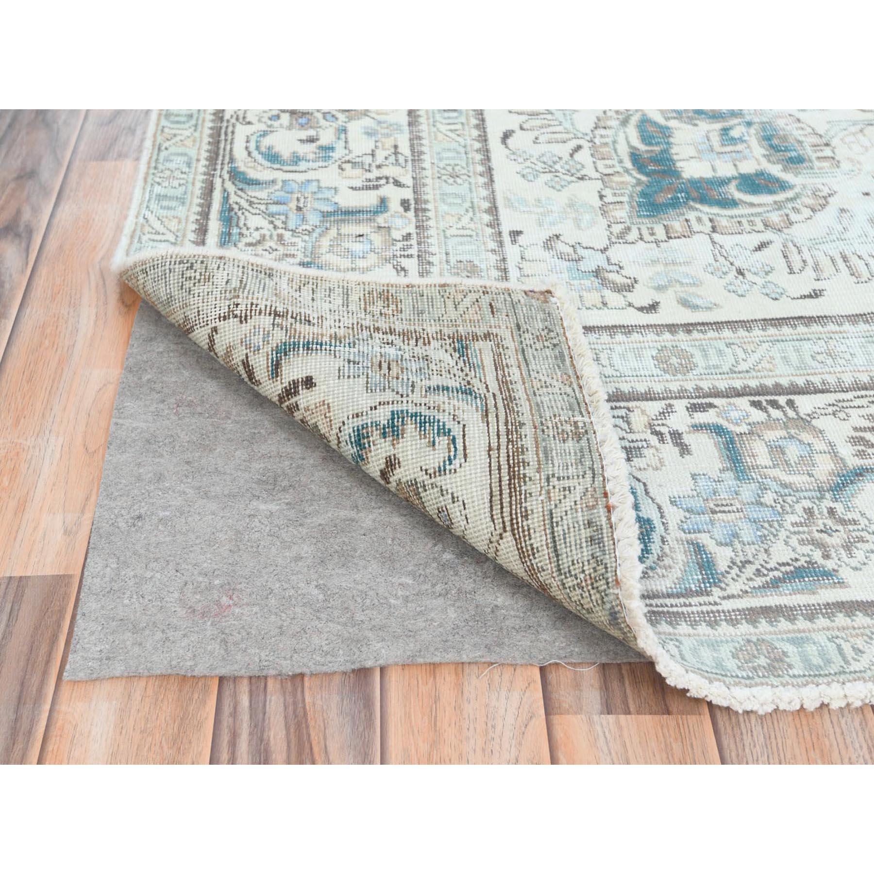 Mid-20th Century Gray Hand Knotted Worn Wool Vintage Persian Tabriz Distressed Look Oriental Rug
