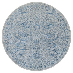 Gray Hand Loomed Fine Jacquard Wool and Plant Based Silk Round Rug 12'0" x 12'0"