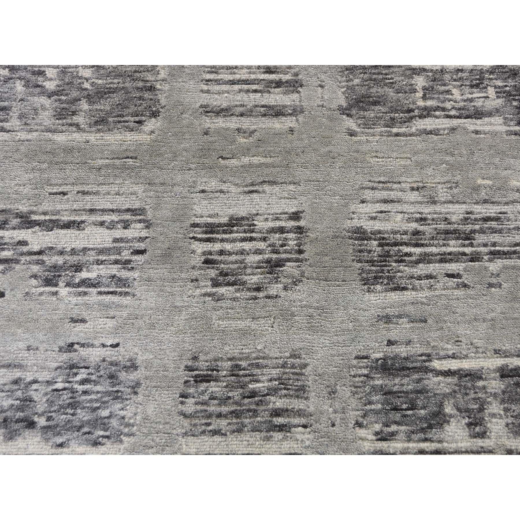 Gray Hand Spun Undyed Natural Wool Gray Modern Hand Knotted Rug 2