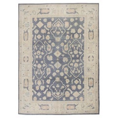 Türkischer Oushak-Teppich aus handgewebter Wolle in Grau 9'3" x 12'4"