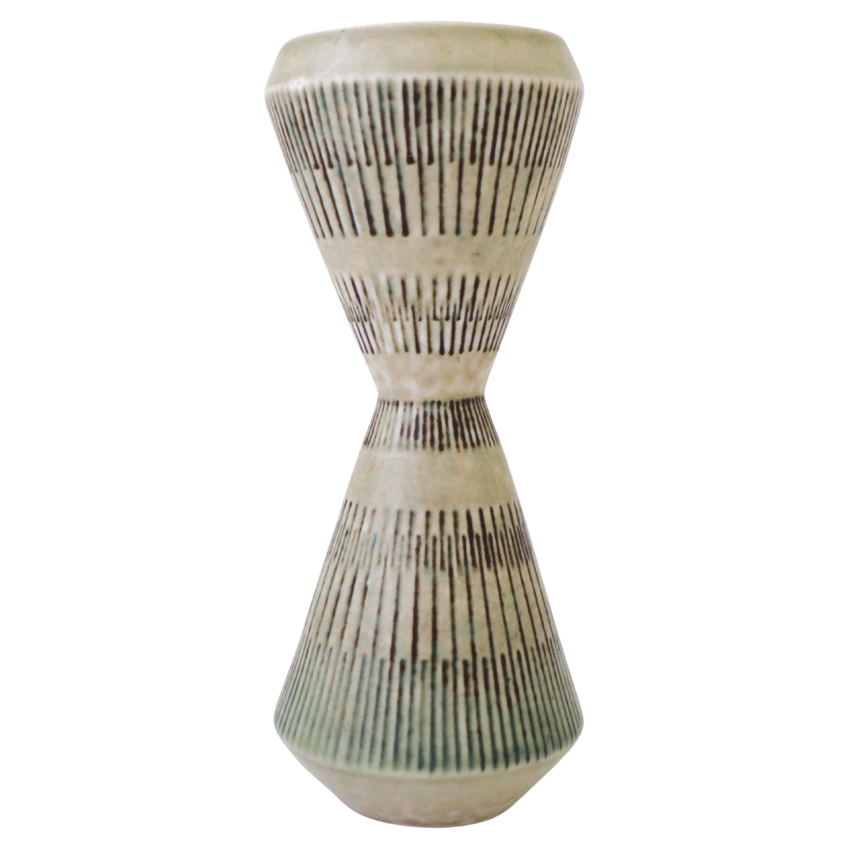 Graue Vase in Sanduhrform, Carl-Harry Stålhane, Rörstrand, Midcentury Vintage