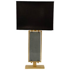 Gray Hued Murano Glass and Brass Table Lamp