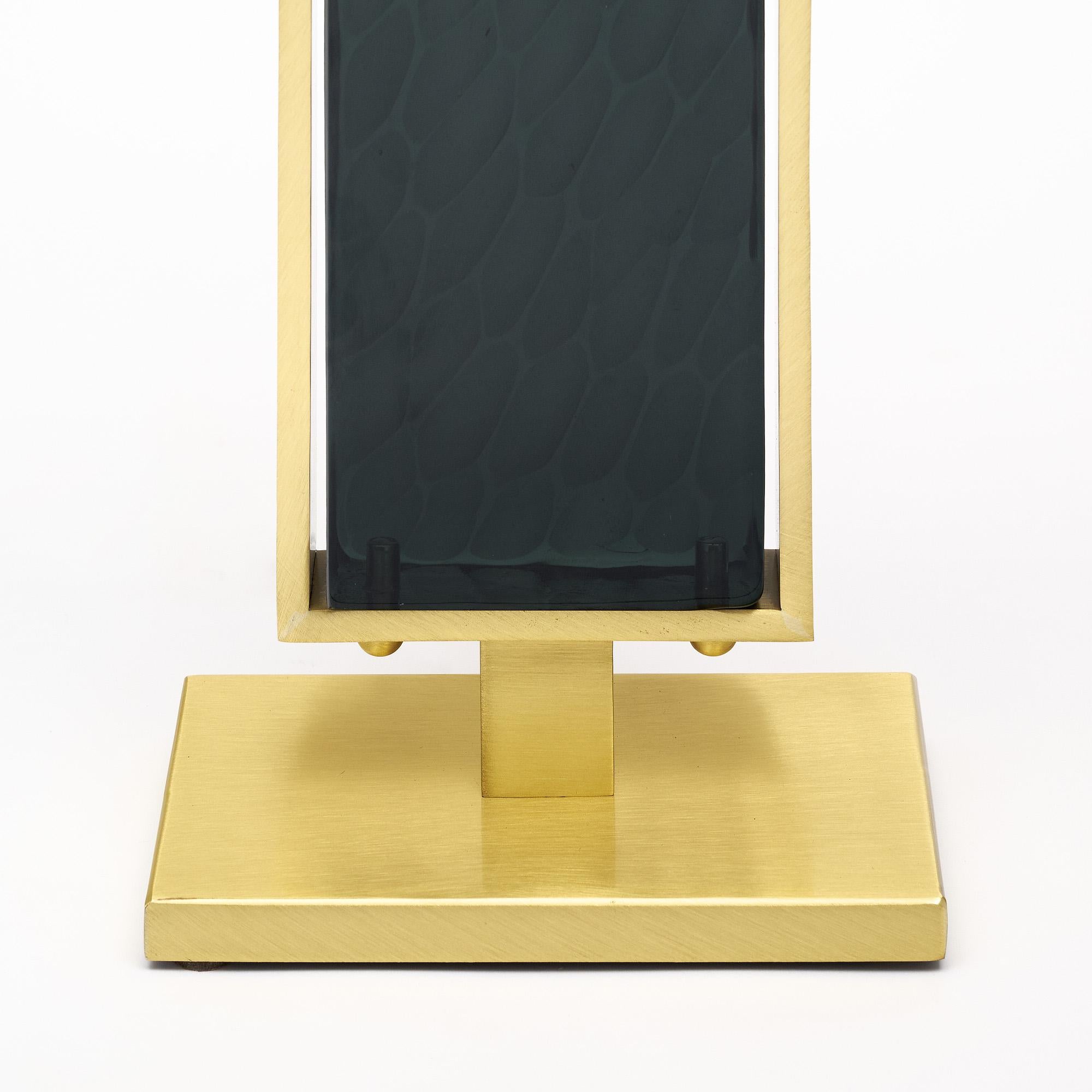 Lámparas de mesa de cristal de Murano y latón en tonos grises Italiano en venta