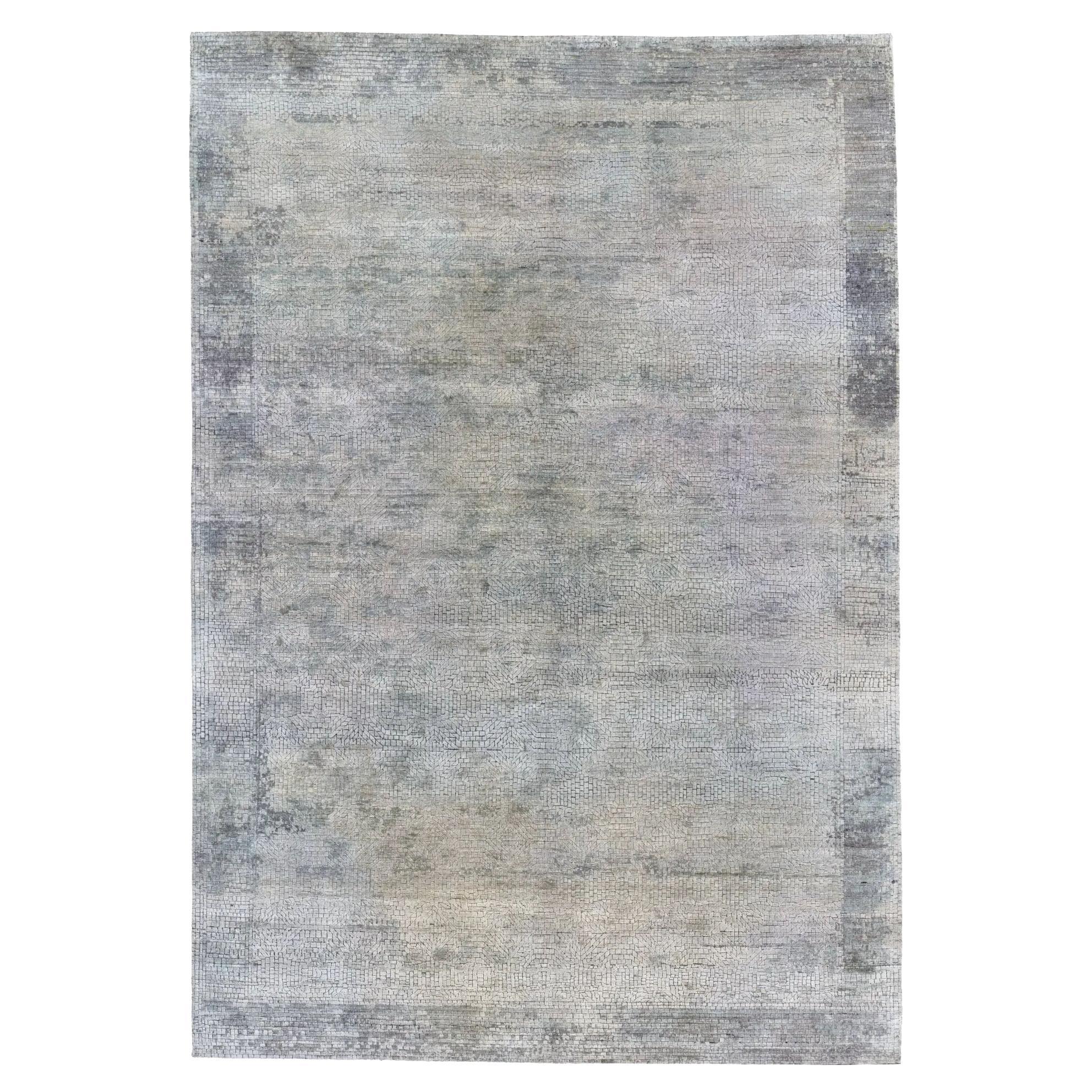 Grauer Indien-Teppich - Modernes Design (117 x 170)