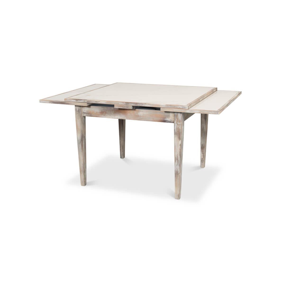 Neoclassical Gray Italian Draw Leaf Extension Table For Sale