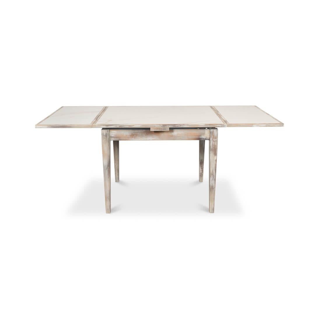 European Gray Italian Draw Leaf Extension Table For Sale