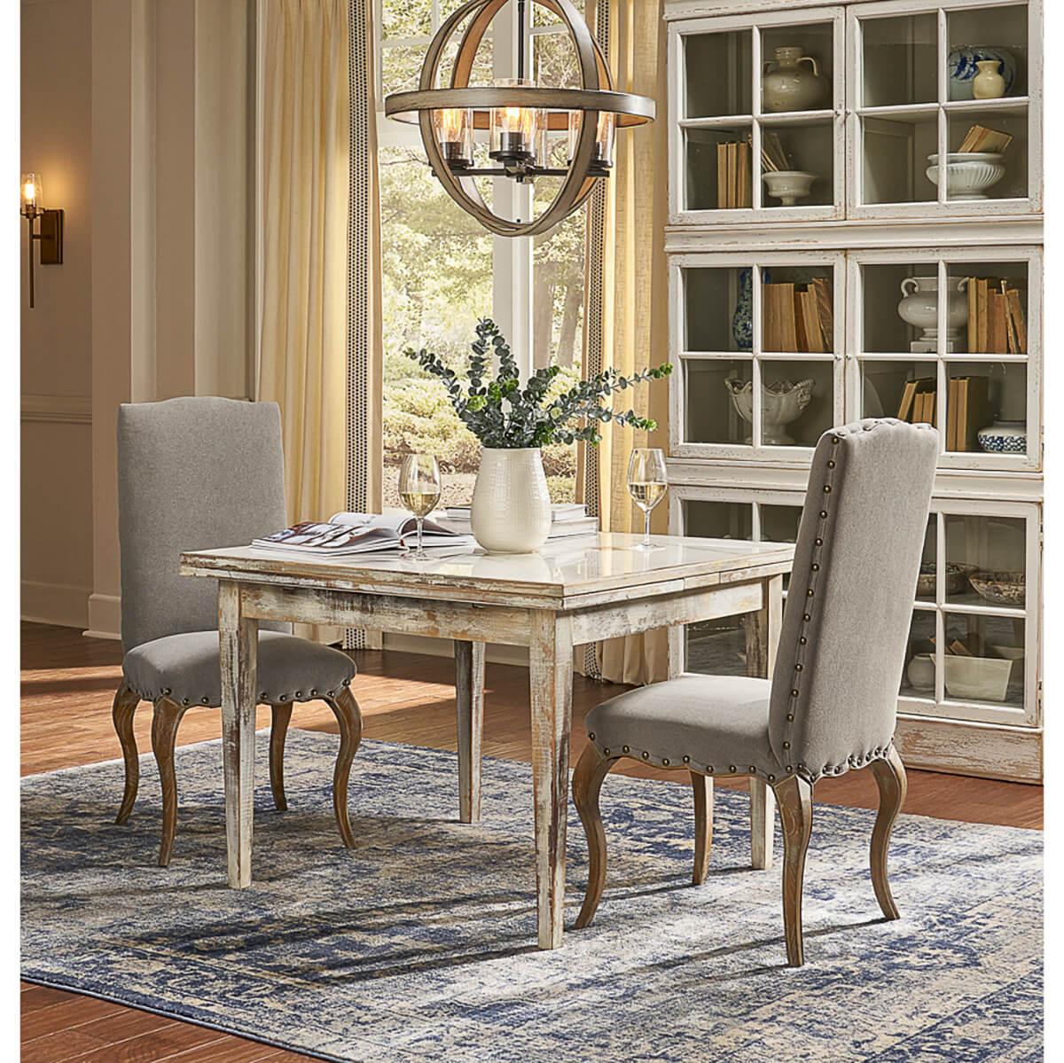 Contemporary Gray Italian Draw Leaf Extension Table For Sale