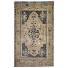 Gray, Ivory and Beige Handmade Wool Turkish Old Anatolian Konya Rug