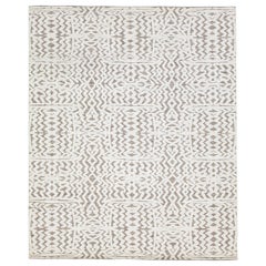 Grauer & elfenbeinfarbener Wollteppich im marokkanischen Stil mit abstraktem, nahtlosem Design