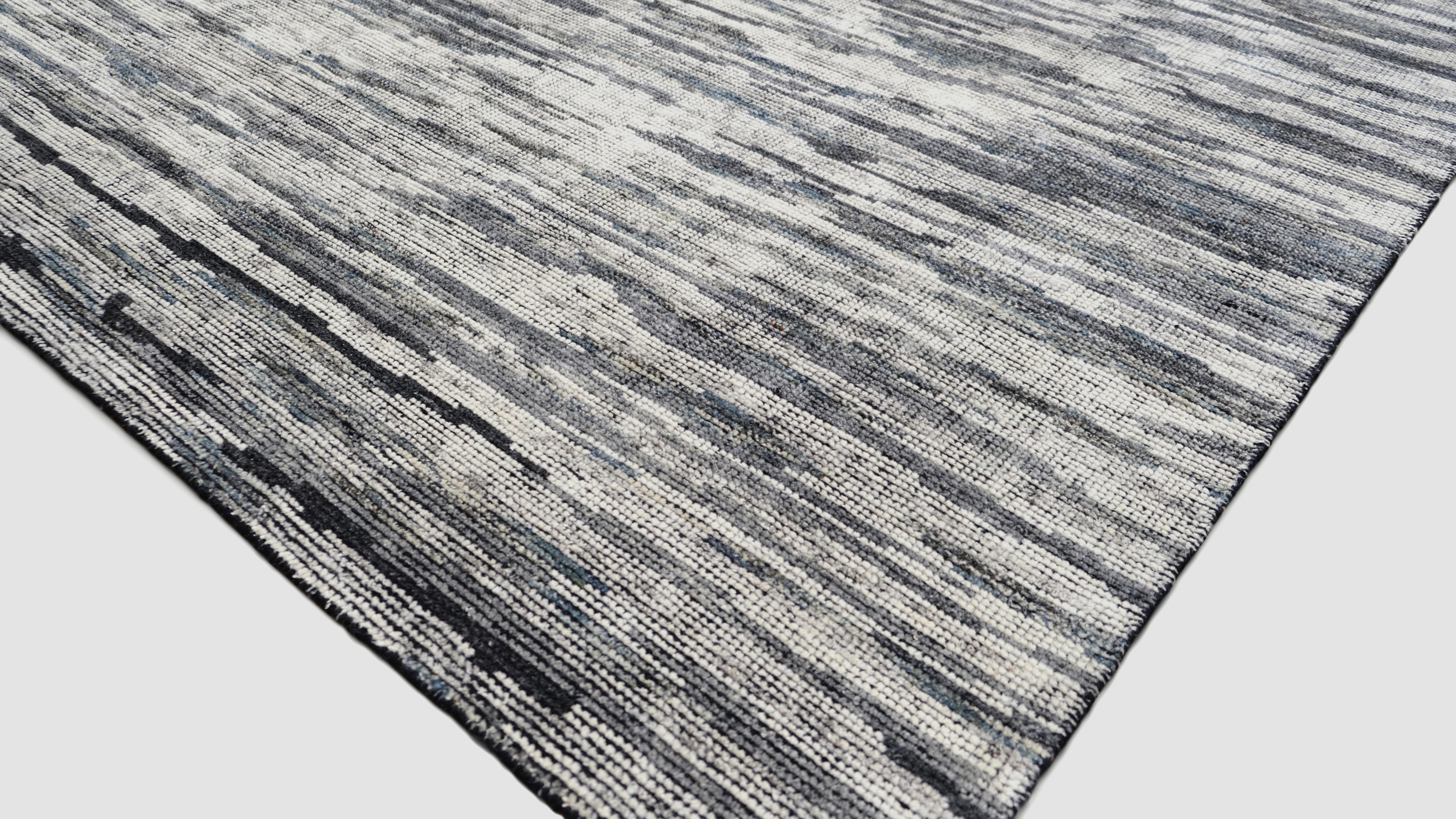 Graues elfenbeinfarbenes Muster mit organischen, frei fließenden Texturen Wollteppich 12'3''x14'10'' (Moderne) im Angebot