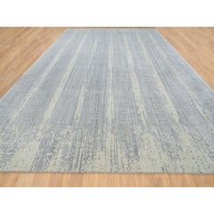 Gray Jacquard Hand Loomed Wool and Plant Based Silk Oversized Rug 12'0" x 17'10"