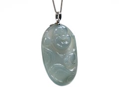 Gray Jadeite Jade Happy Buddha Pendant, Certified Untreated