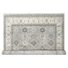 Tapis gris Karajeh et design géométrique noué à la main 14'0" x 17'9"