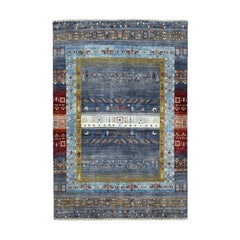Gray Kashkuli Gabbeh Pictorial Pure wool Hand-knotted Oriental Rug