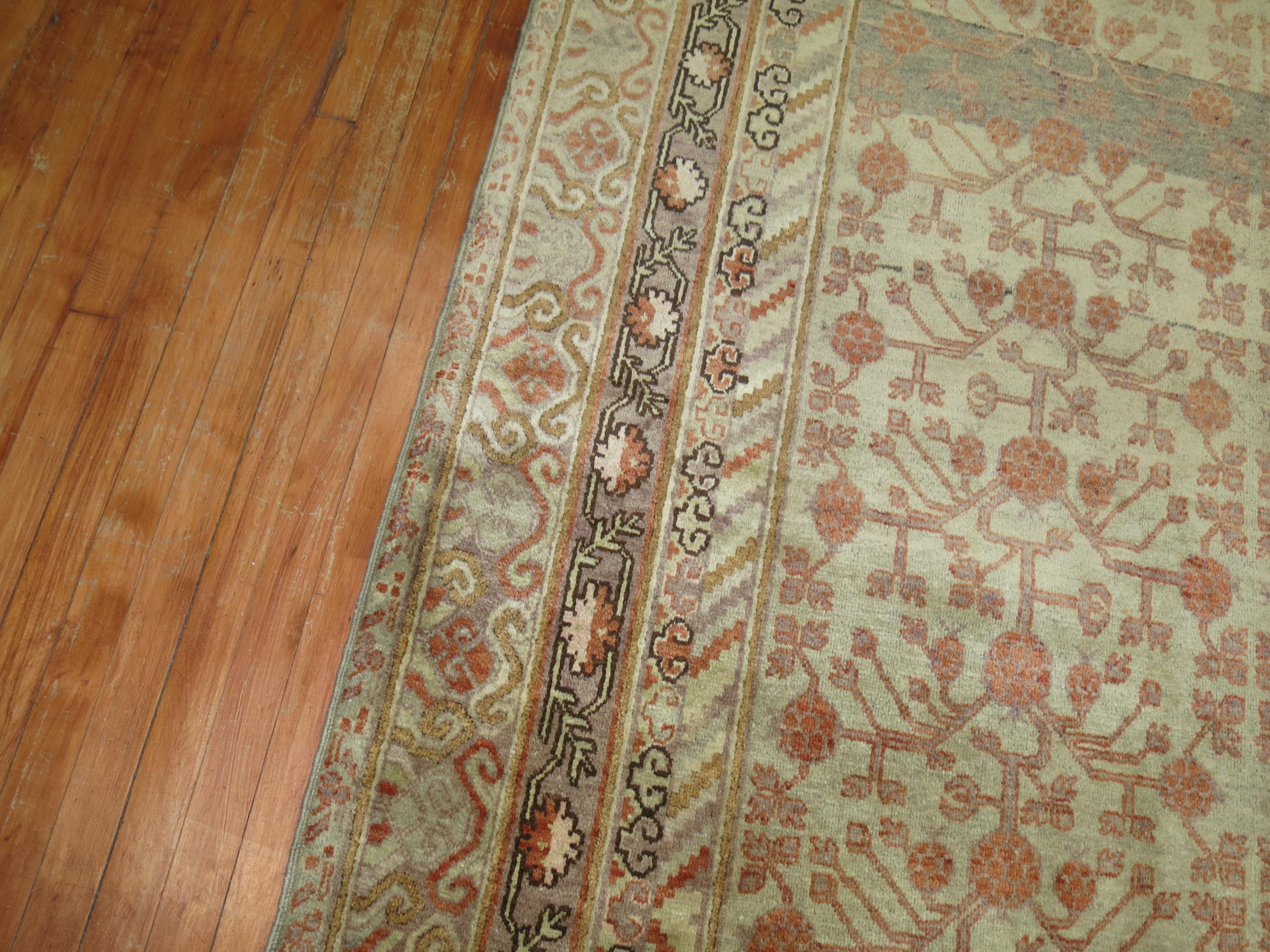 Turkestan orientale Tappeto Zabihi Collection Grigio Khotan Antique Gallery (a) Gallery in vendita