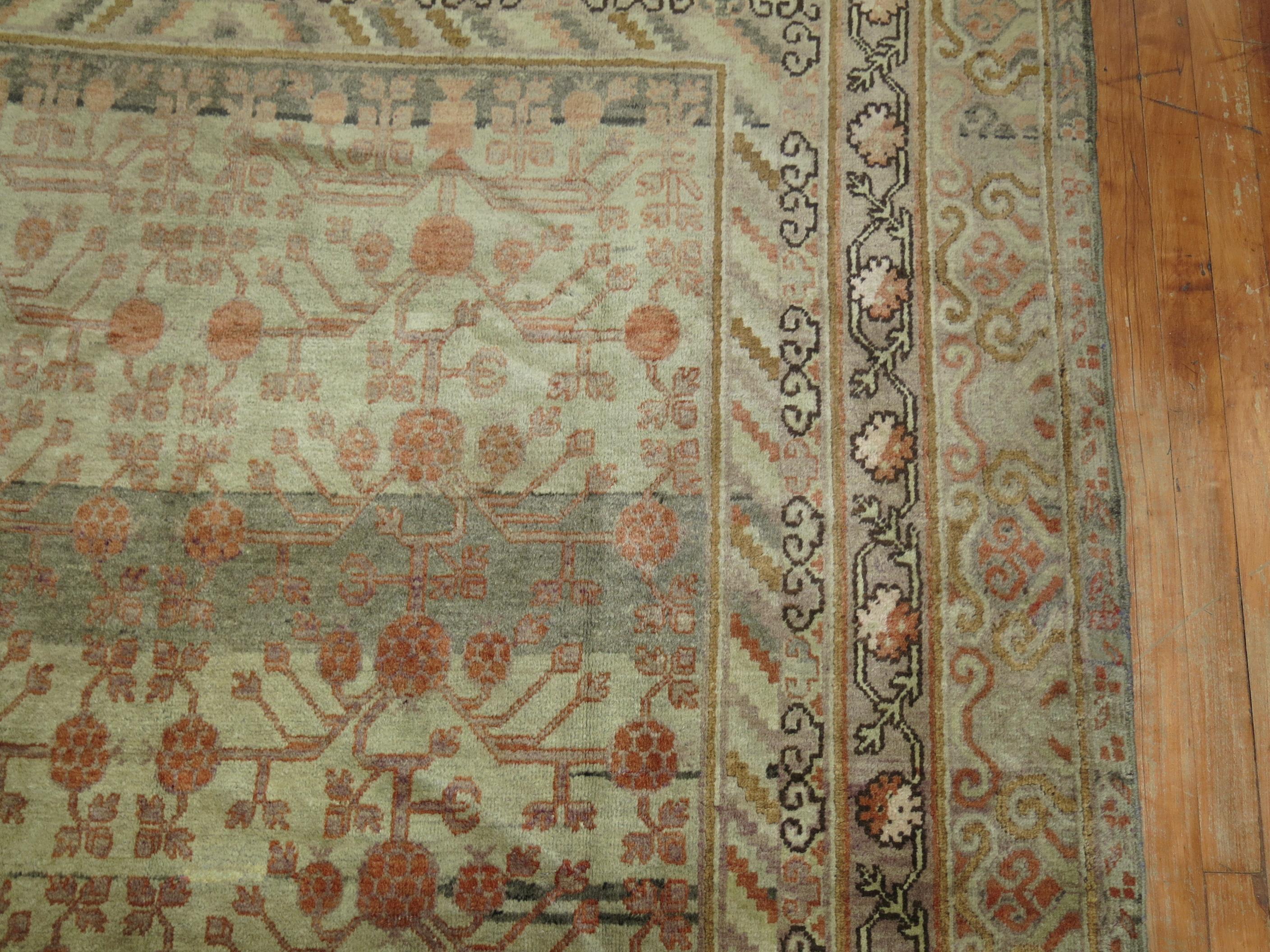 Gray Khotan Antique Gallery Rug In Good Condition For Sale In New York, NY