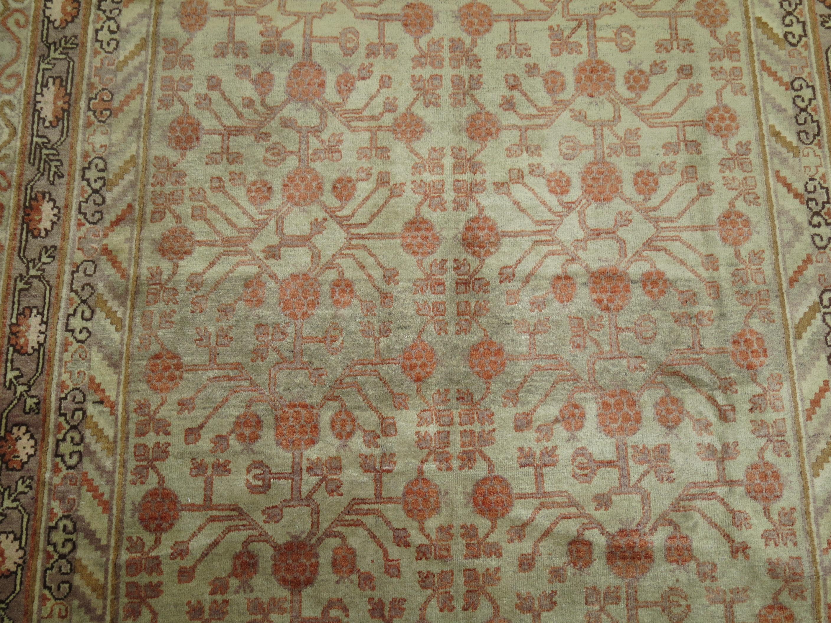 20th Century Gray Khotan Antique Gallery Rug For Sale