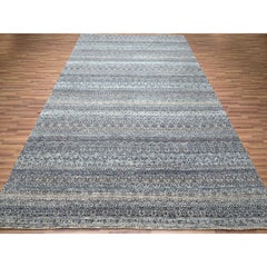 Gray Kohinoor Herat Repetitive Design Hand Knotted Pure Wool Rug 9'1" x 12'1"