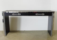 Gray Leather and Stainless Steel Console Table by Fabio Ltd