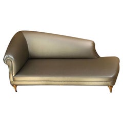 Gray Leather Chaise Longue