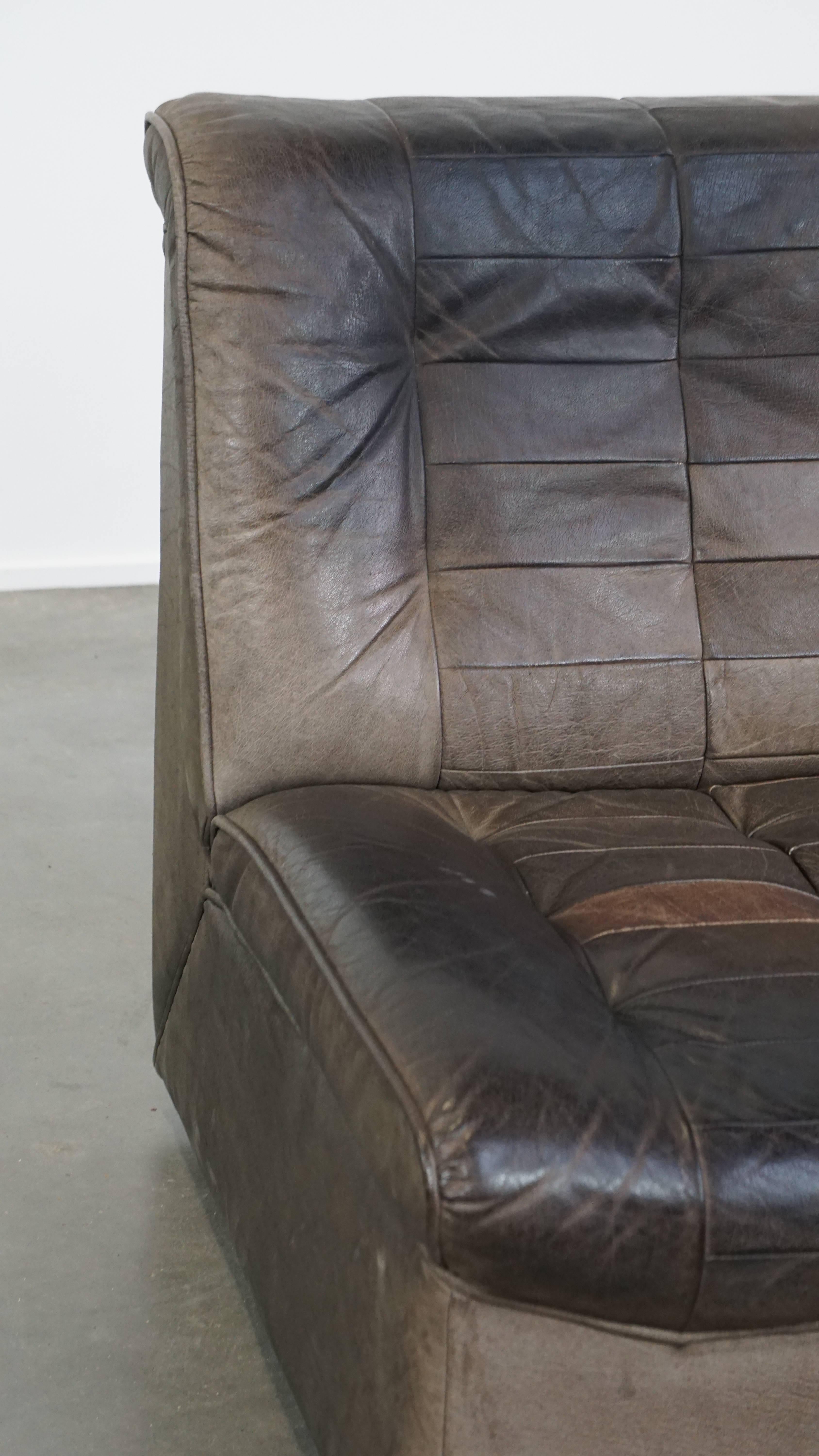 Grauer Design-Sessel aus Leder aus den 70er Jahren im Angebot 1