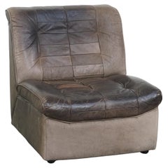 Gray leather design armchair from the 70s