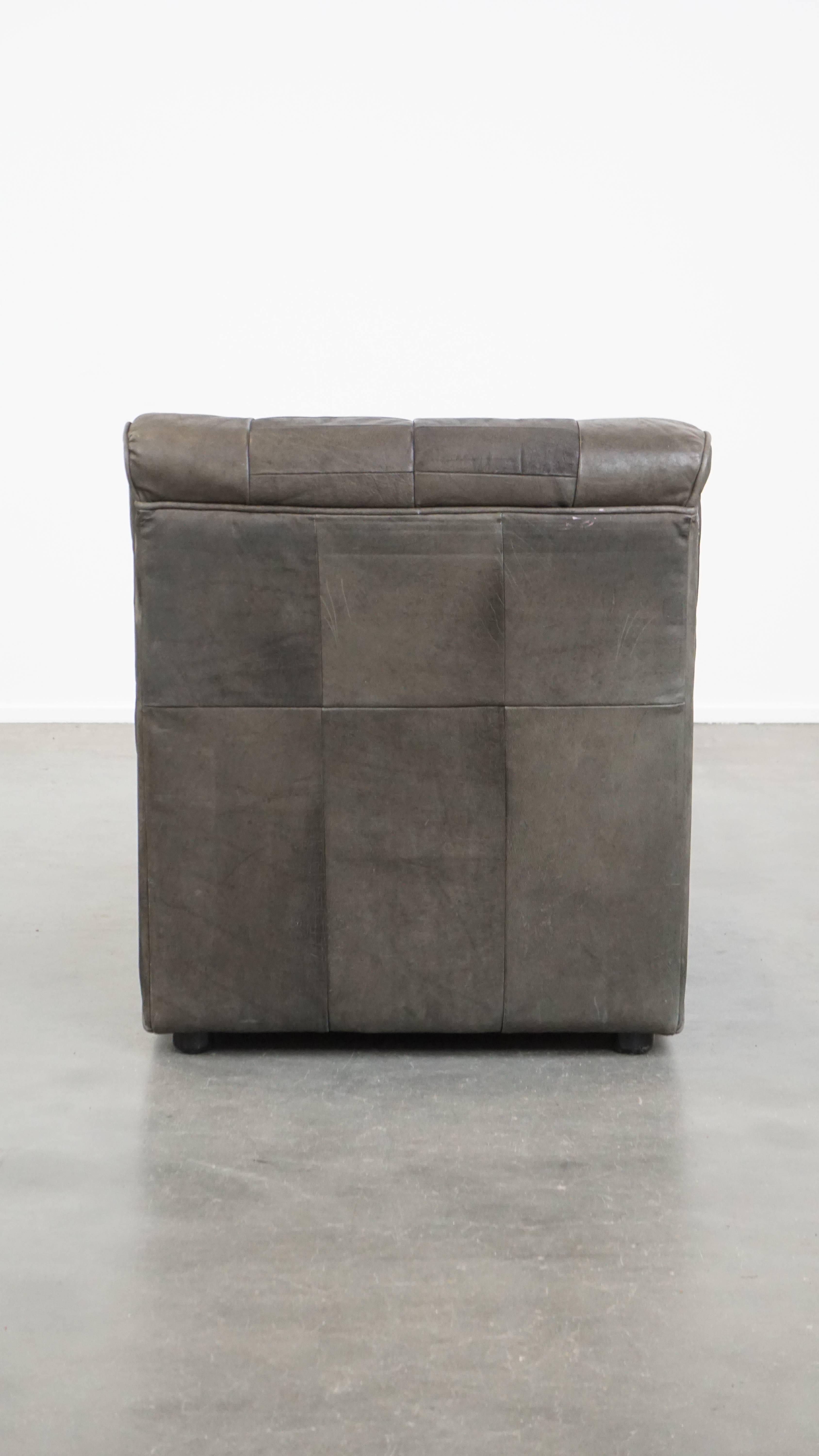 Élément de design en cuir gris des années 70 + pouf État moyen - En vente à Harderwijk, NL