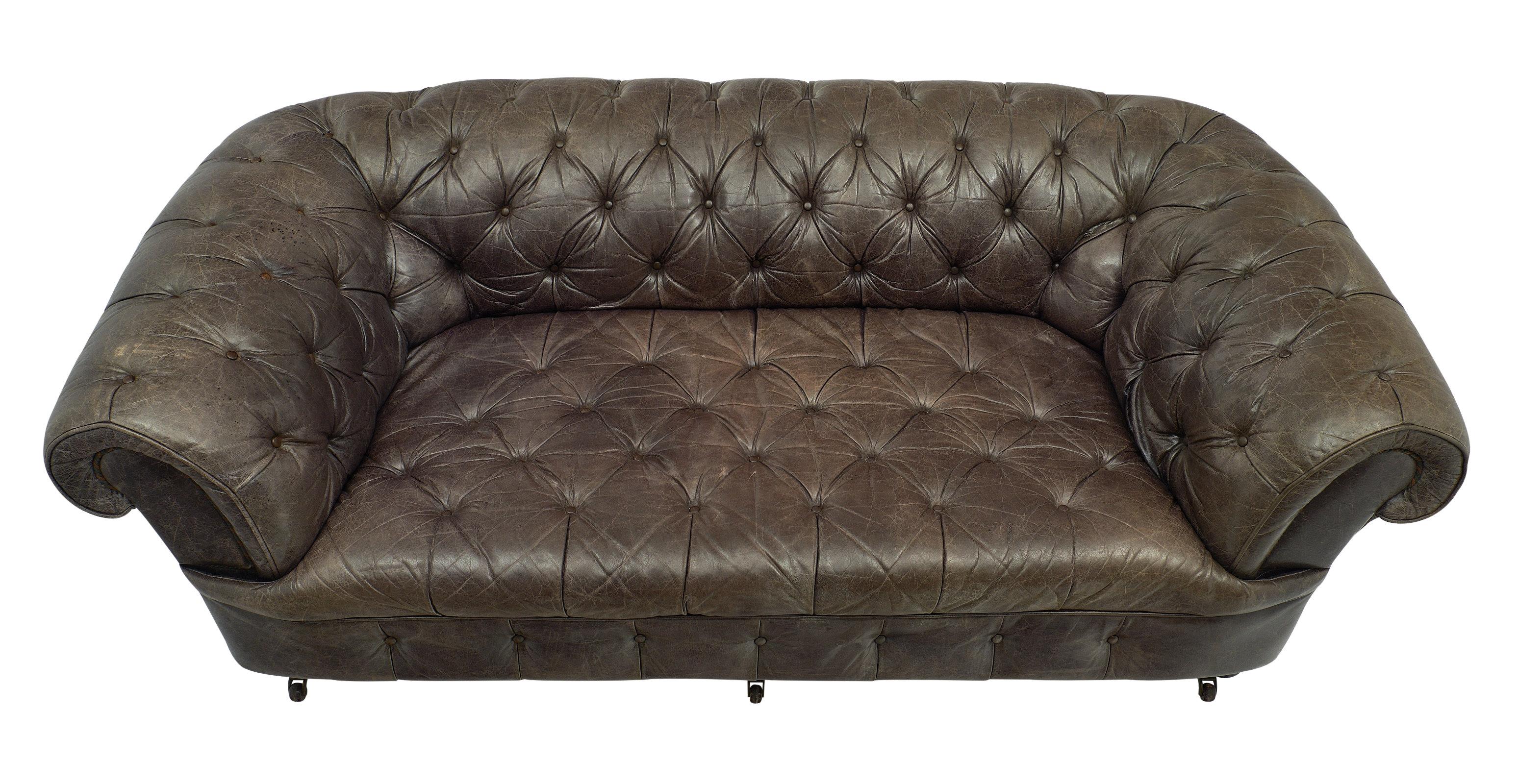 gray leather chesterfield sofa