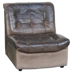 Gray Leather Vintage Design Armchair from the 1970s