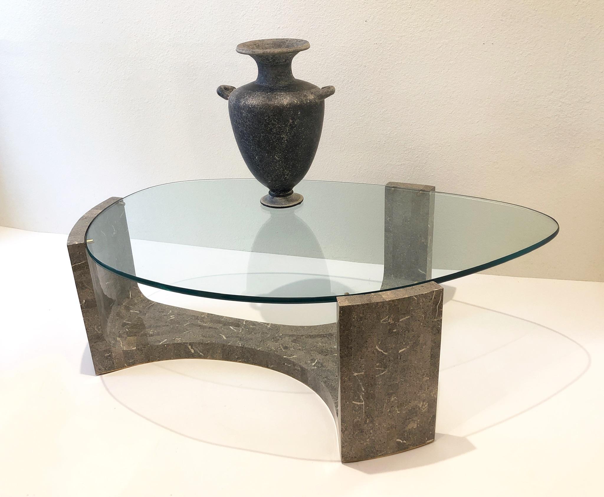 Gray Marble and Glass Cocktail Table by Maitland Smith For Sale 2