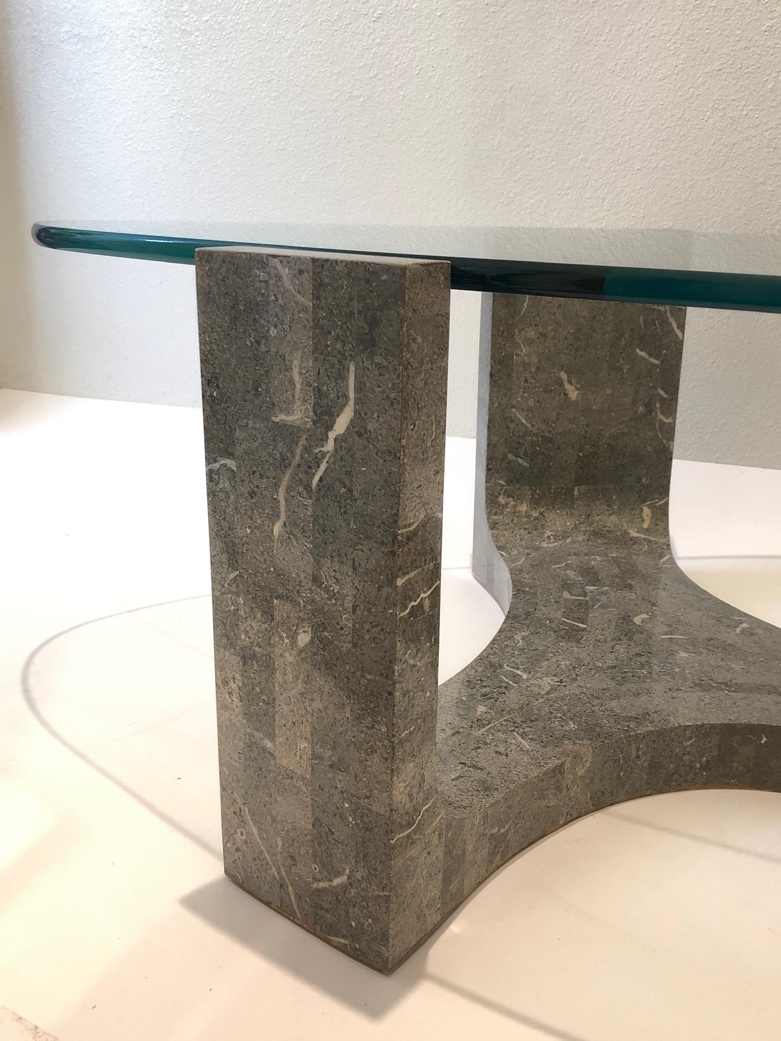 American Gray Marble and Glass Cocktail Table by Maitland Smith For Sale